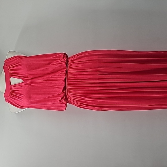 AS Vibrant Coral Shoulder Exposing Halter Sleeveless Fit & Flare Dress - Picture 12 of 12